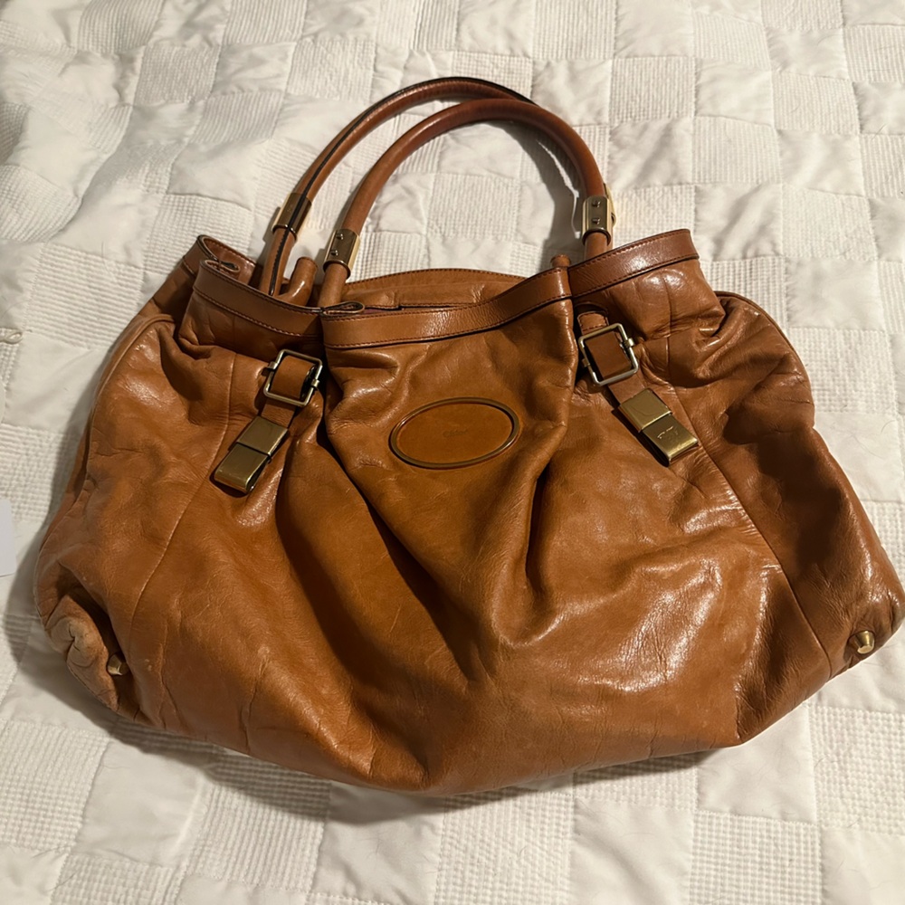 Auth Chloe Victoria Leather Tote in Genuine Calf Skin